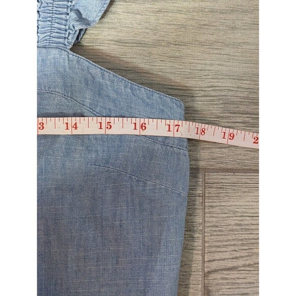 J.Crew‎ Women's Sz Small Chambray Button Front Tank Top Ruffle Straps Blouse N55 - Picture 8 of 9